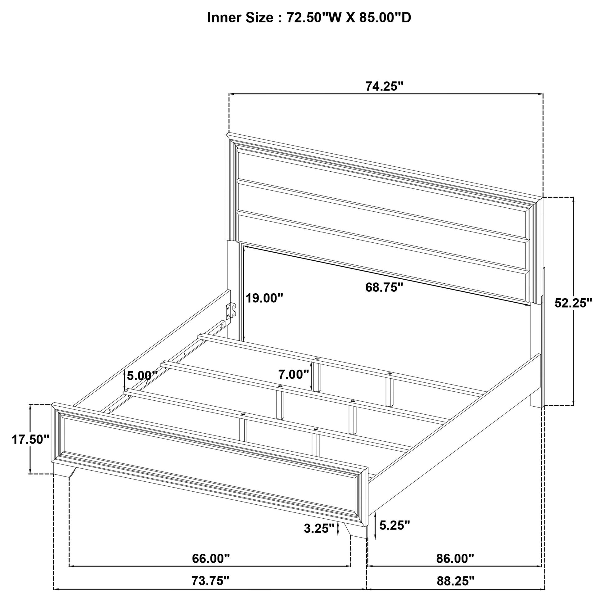 Wright 52-inch Upholstered California King Bed Brown Oak - Discount Furniture Connection