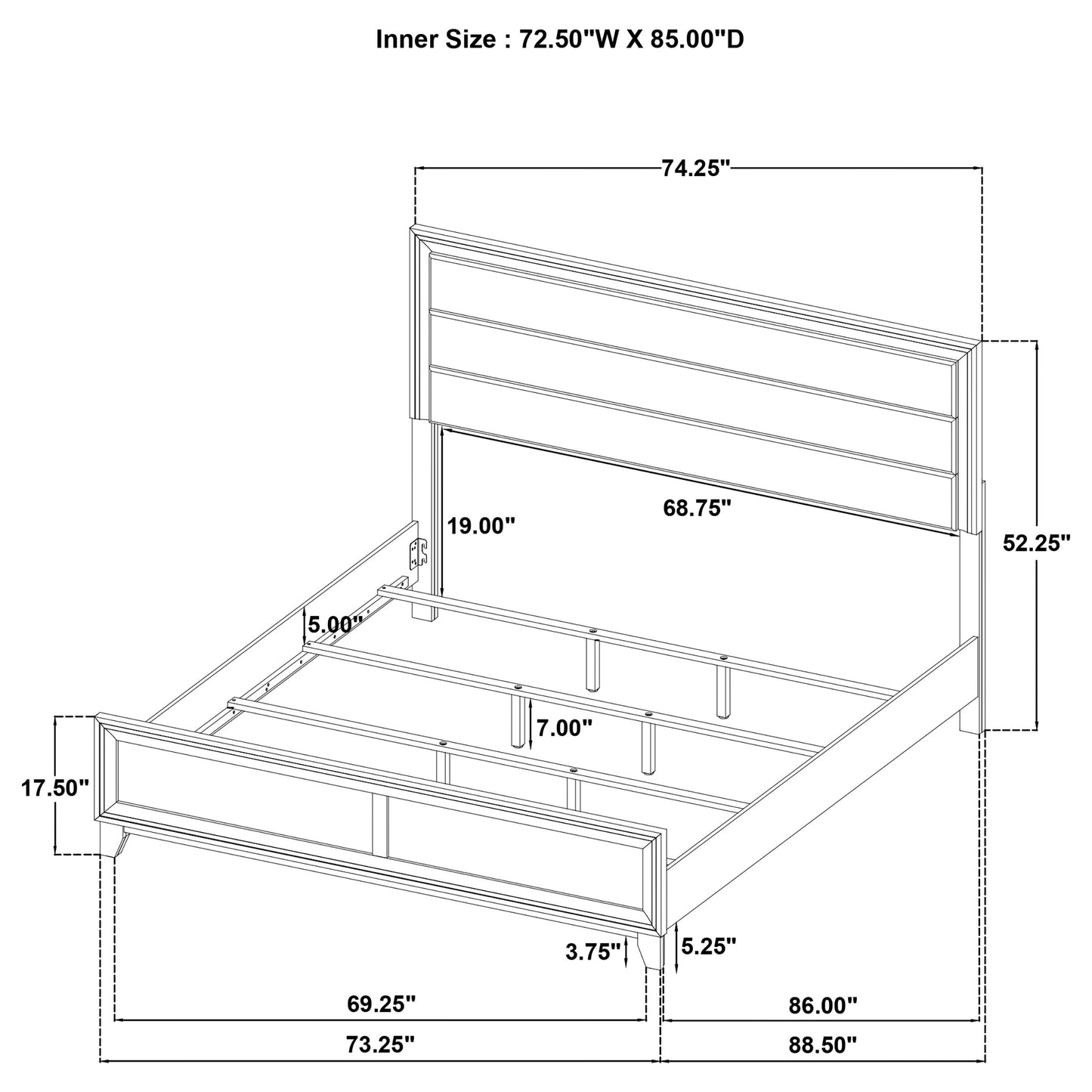 Welsley 50-inch Upholstered California King Bed Walnut - Discount Furniture Connection
