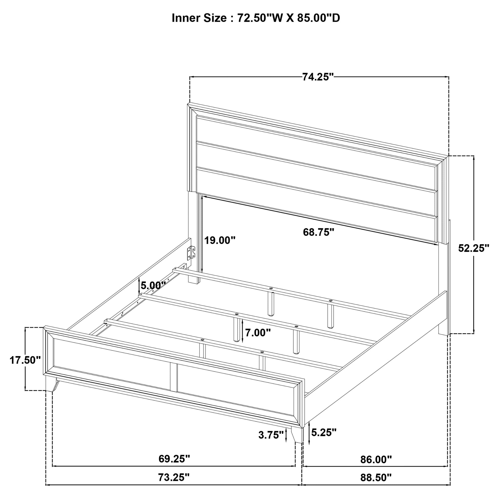 Welsley 50-inch Upholstered California King Bed Walnut - Discount Furniture Connection