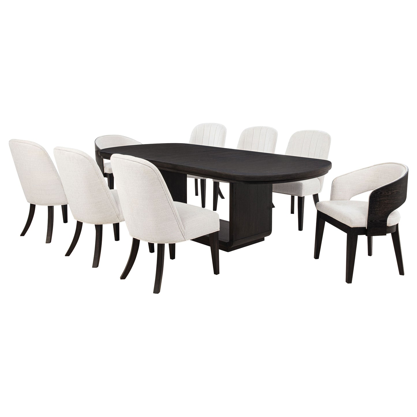 Leandro 9-piece Rectangular Dining Table Set Burnished Black - Discount Furniture Connection