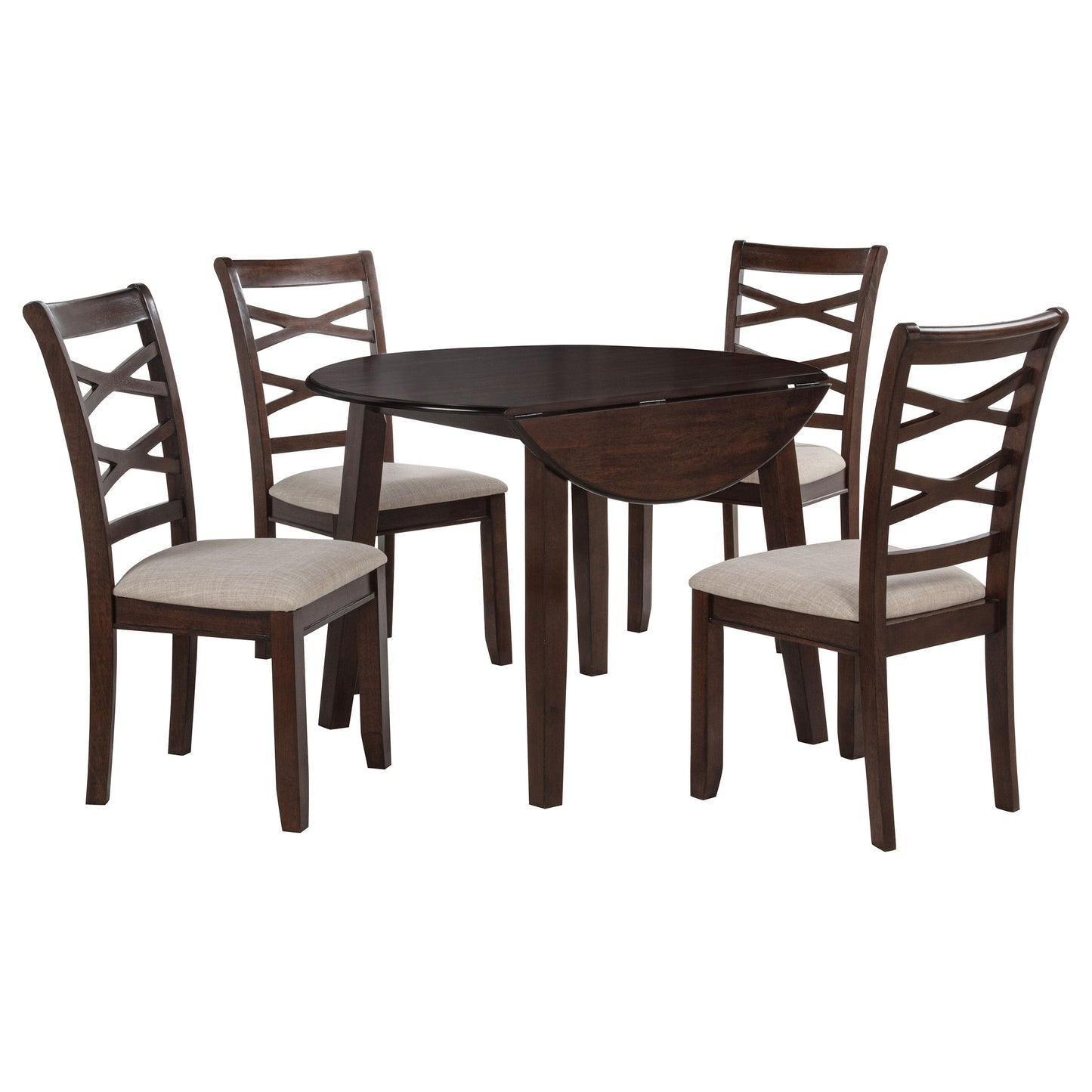 Barton 5-piece Round Wood Dining Table Set Dark Brown - Discount Furniture Connection