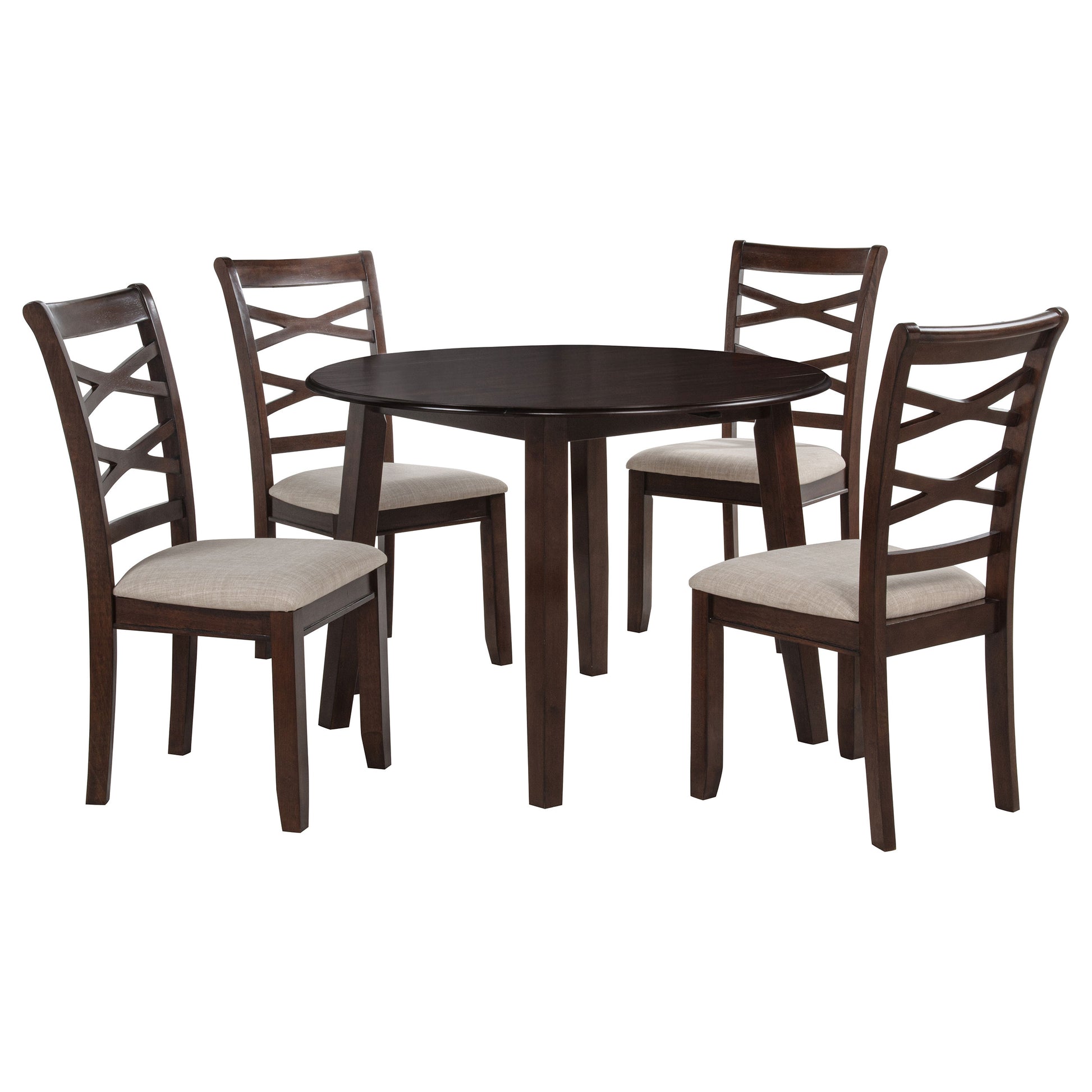 Barton 5-piece Round Wood Dining Table Set Dark Brown - Discount Furniture Connection