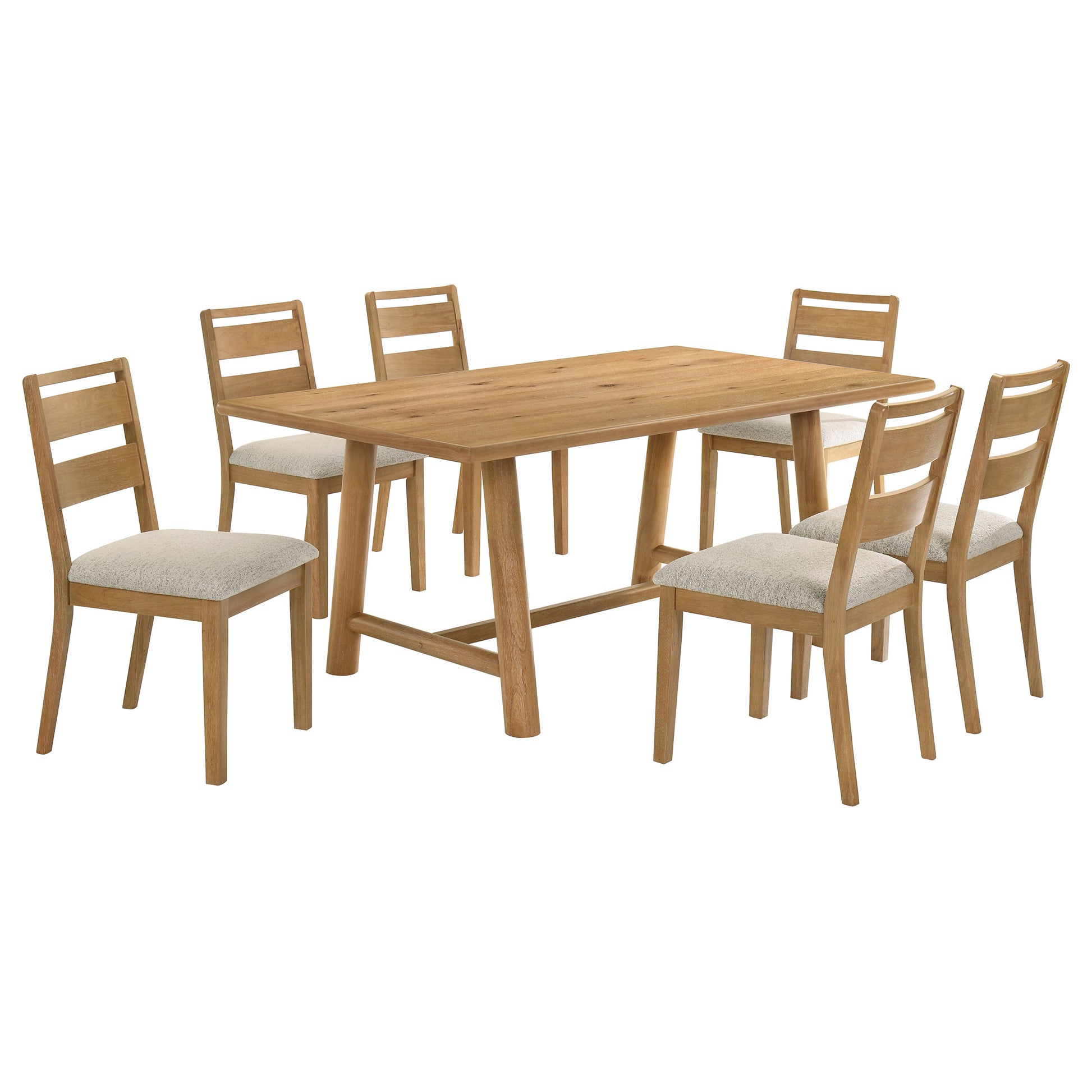 Duncan 7-piece Rectangular Wood Dining Table Set Washed Oak - Discount Furniture Connection
