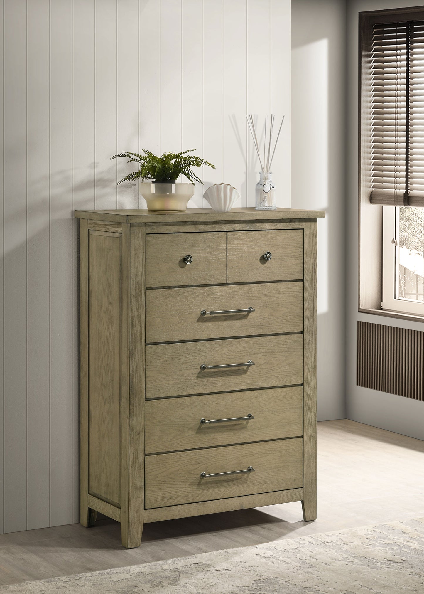Hazlewood 5-drawer Bedroom Chest of Drawers Vineyard Oak - Discount Furniture Connection