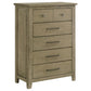 Hazlewood 5-drawer Bedroom Chest of Drawers Vineyard Oak - Discount Furniture Connection