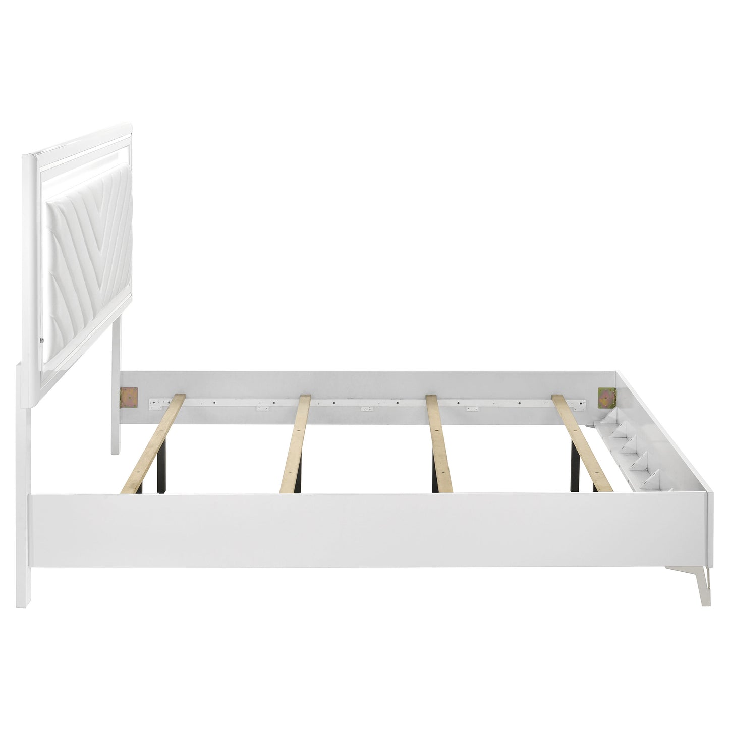 Cassia Eastern King LED Panel Bed White High Gloss - Discount Furniture Connection