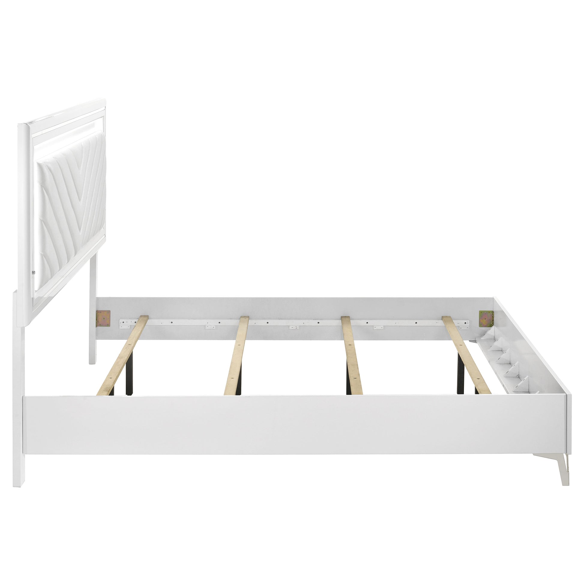 Cassia Eastern King LED Panel Bed White High Gloss - Discount Furniture Connection