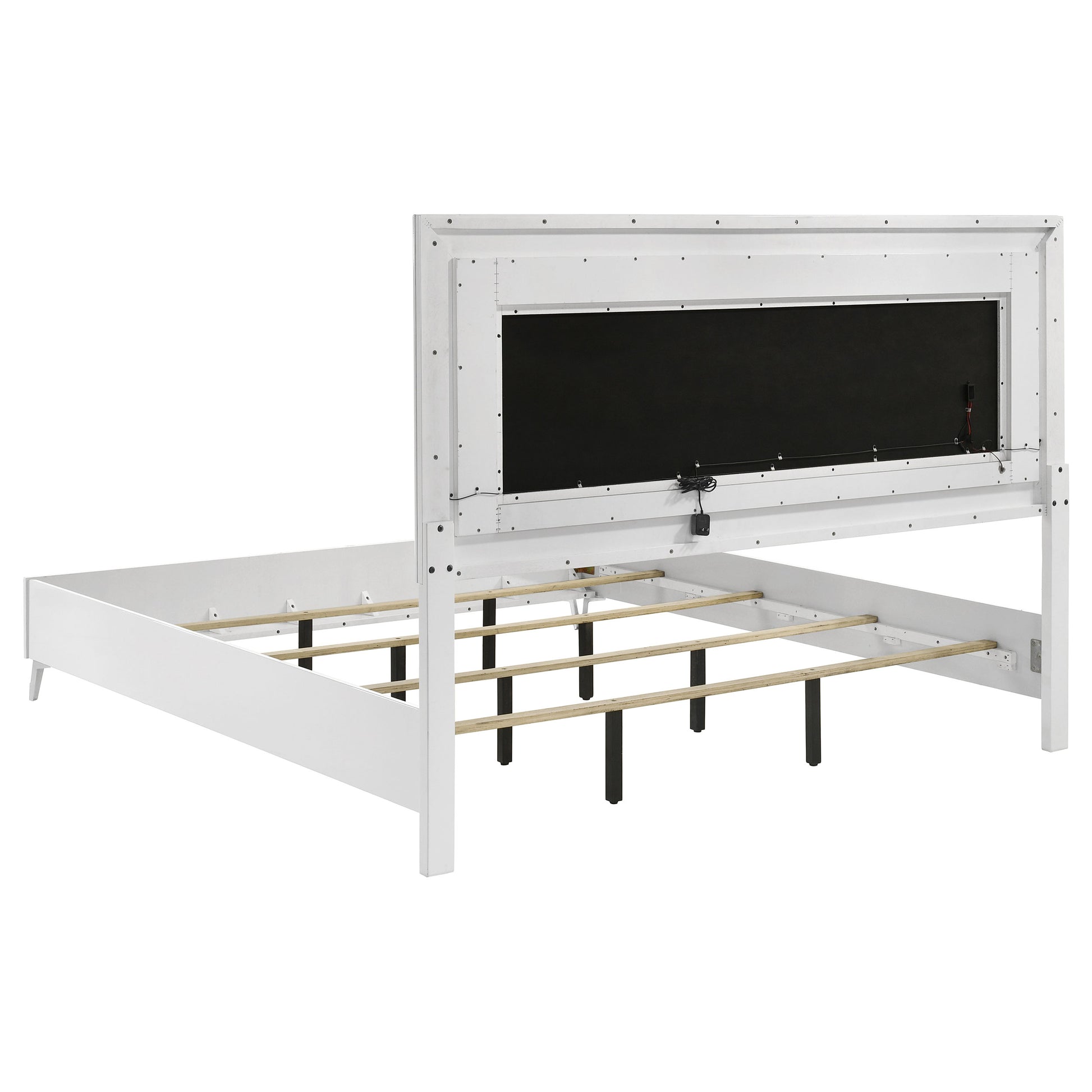 Cassia 4-piece Eastern King LED Bedroom Set White High Gloss - Discount Furniture Connection