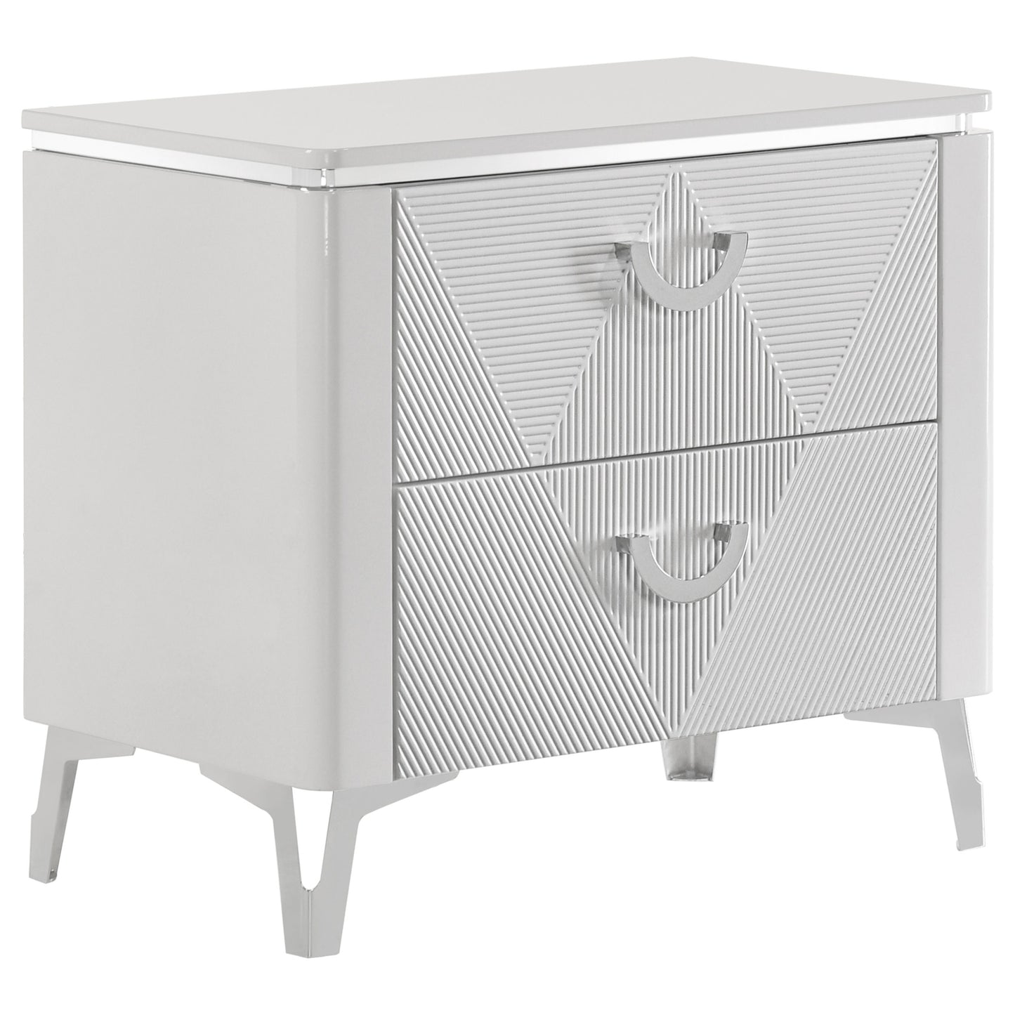Cassia 5-piece Queen LED Bedroom Set White High Gloss - Discount Furniture Connection