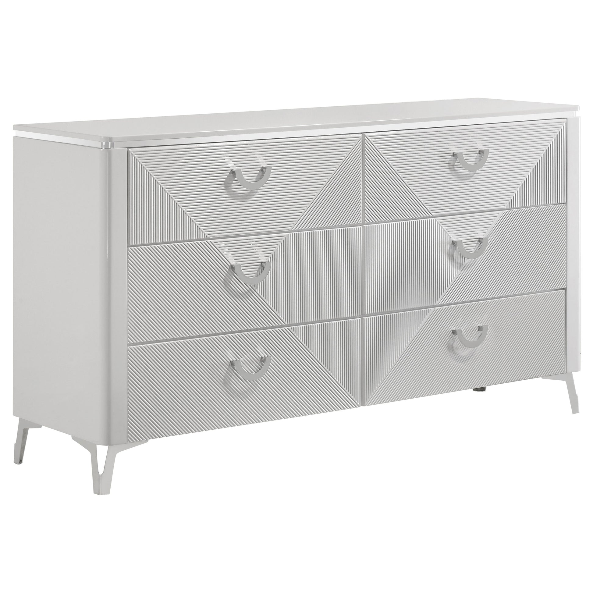 Cassia 5-piece Queen LED Bedroom Set White High Gloss - Discount Furniture Connection