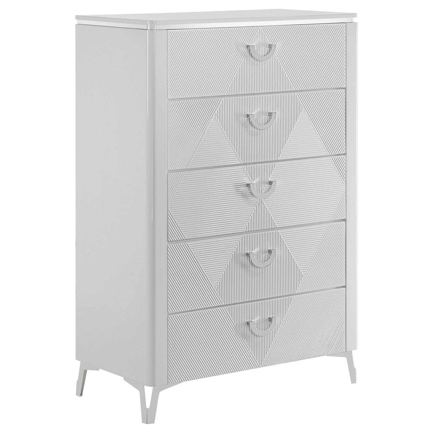Cassia 5-piece Queen LED Bedroom Set White High Gloss - Discount Furniture Connection