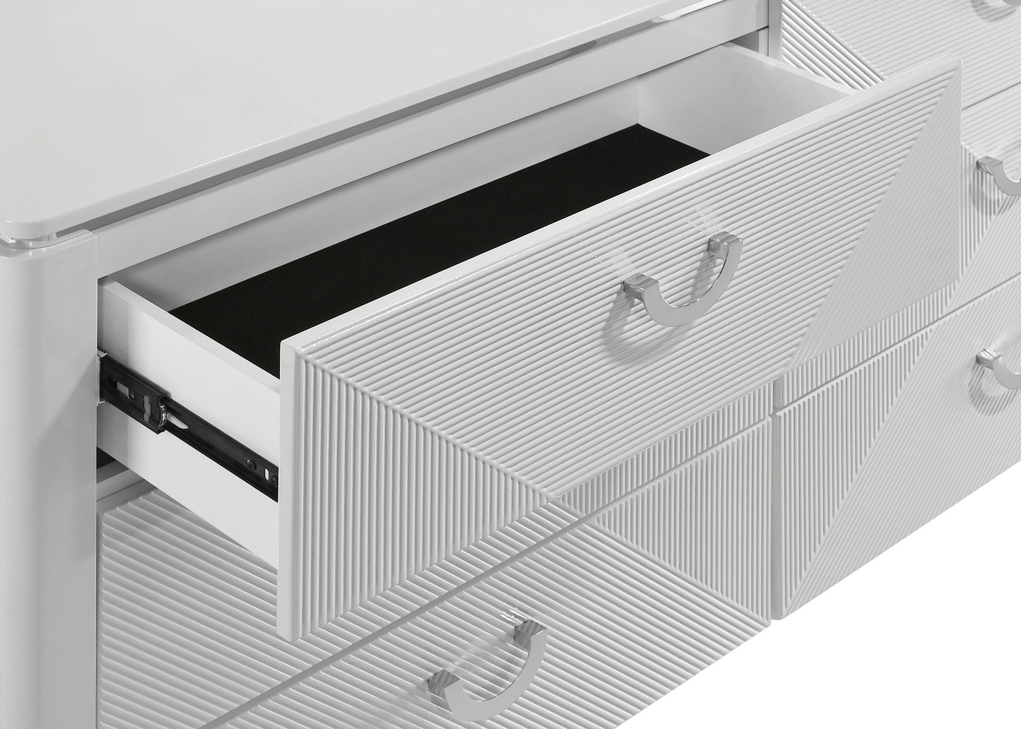 Cassia 6-drawer Dresser Cabinet with Mirror White High Gloss