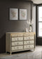 Lorient 8-drawer LED Bedroom Dresser Cabinet Ivory and Camel - Discount Furniture Connection