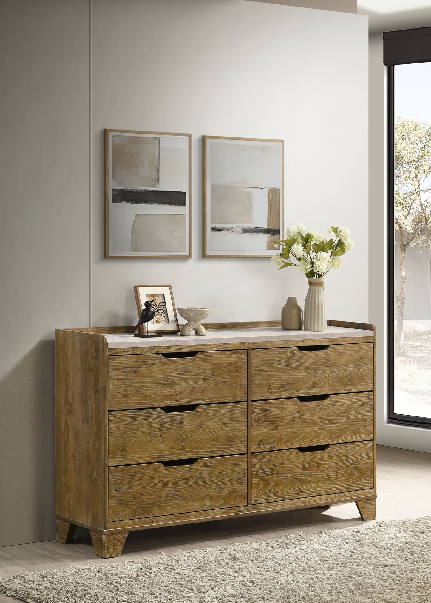 Henderson 6-drawer Bedroom Dresser Cabinet Medium Oak - Discount Furniture Connection