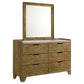 Henderson 6-drawer Bedroom Dresser with Mirror Medium Oak - Discount Furniture Connection