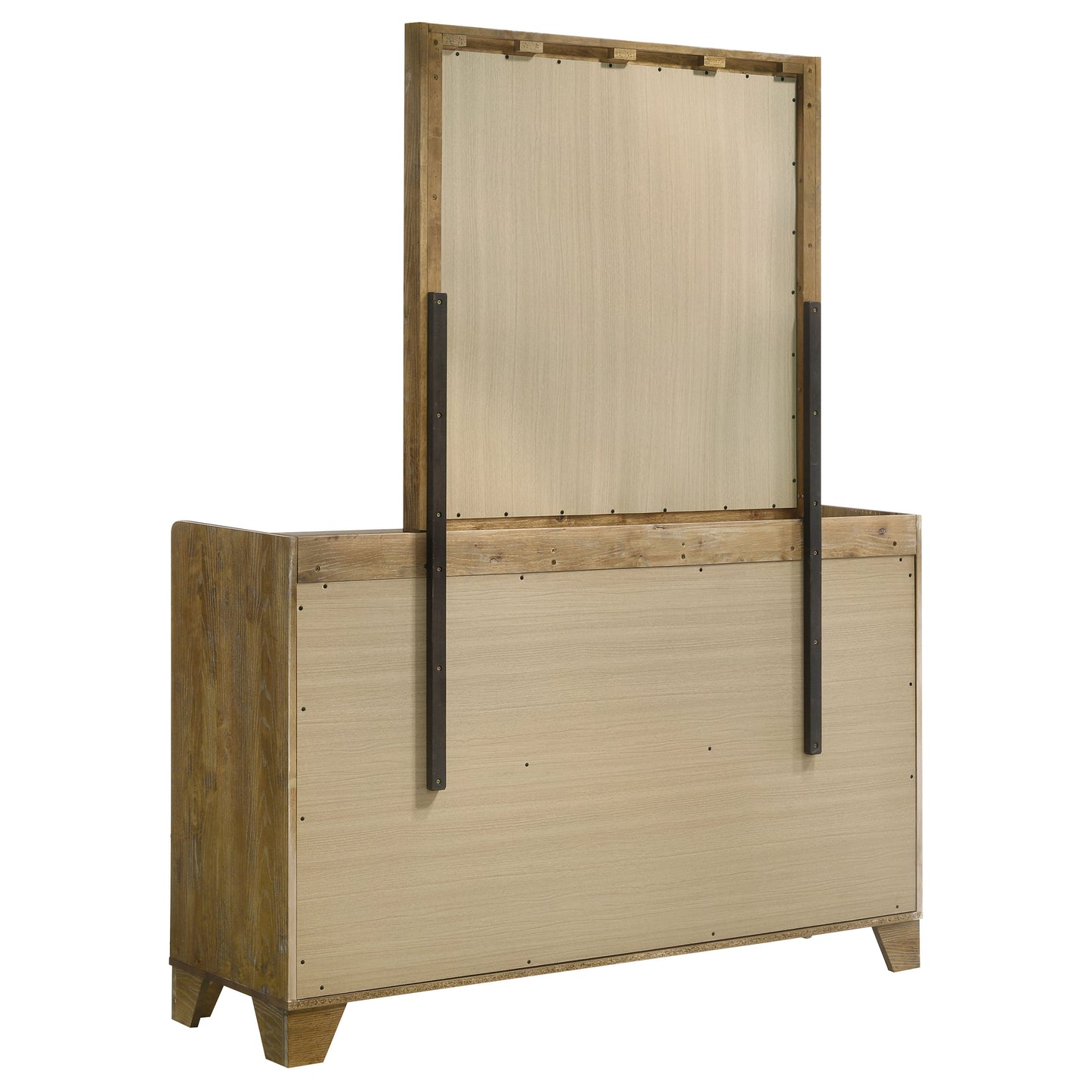 Henderson 6-drawer Bedroom Dresser with Mirror Medium Oak - Discount Furniture Connection
