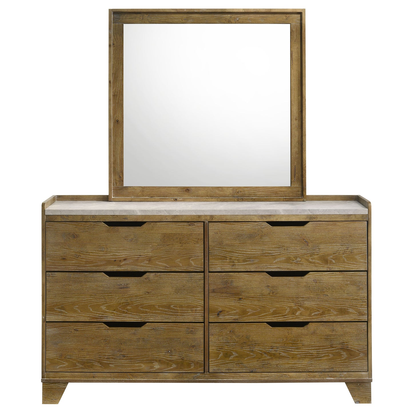 Henderson 6-drawer Bedroom Dresser with Mirror Medium Oak - Discount Furniture Connection