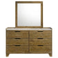 Henderson 6-drawer Bedroom Dresser with Mirror Medium Oak - Discount Furniture Connection