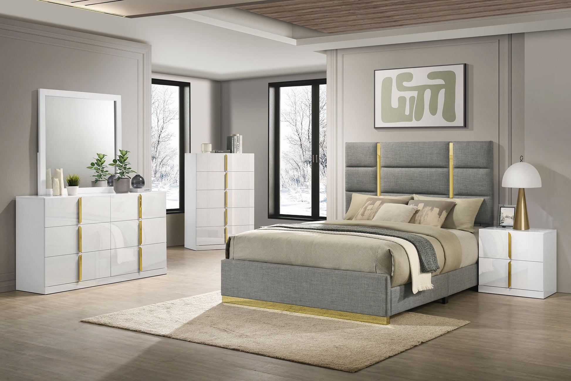 Ines 6-drawer Bedroom Dresser Cabinet White High Gloss - Discount Furniture Connection