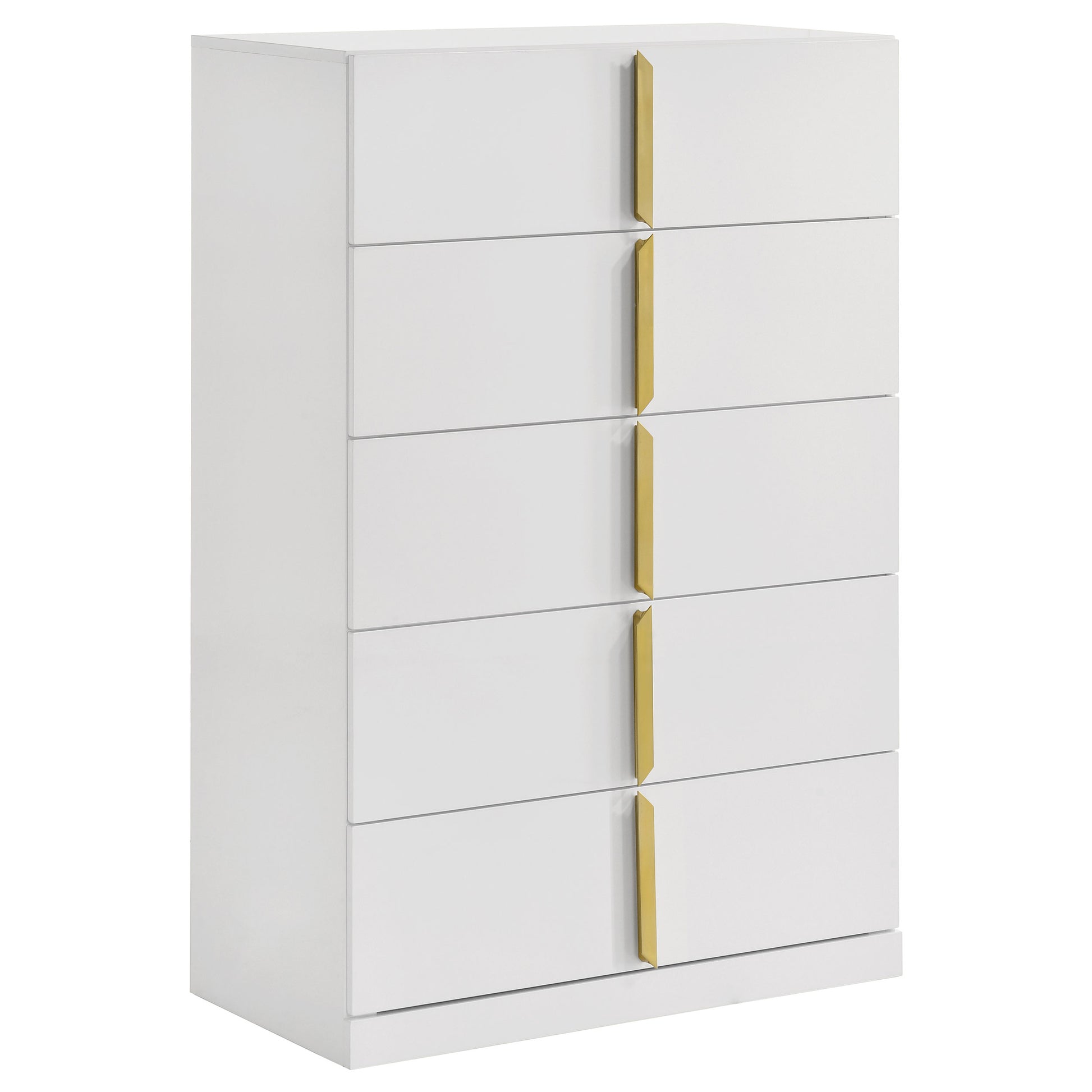 Ines 5-drawer Bedroom Chest of Drawers White High Gloss - Discount Furniture Connection