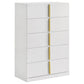 Ines 5-drawer Bedroom Chest of Drawers White High Gloss - Discount Furniture Connection