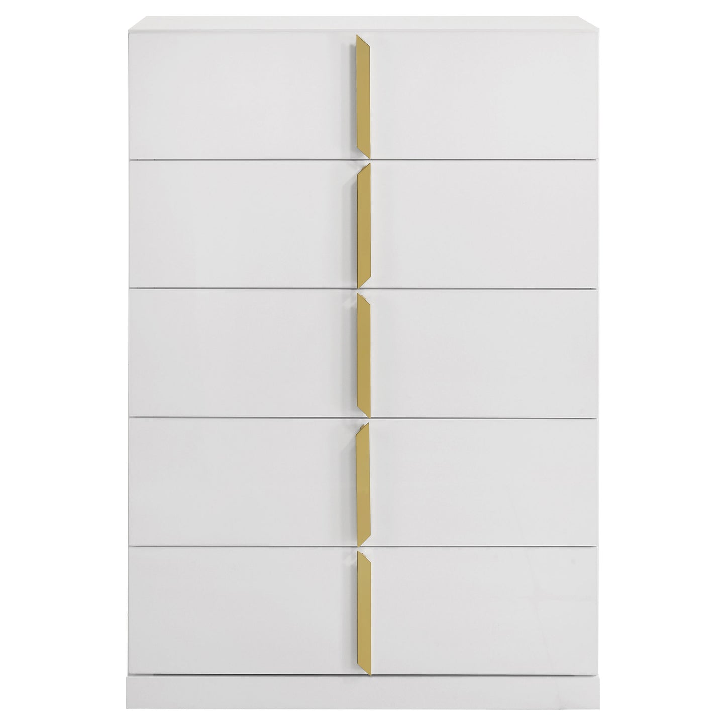 Ines 5-drawer Bedroom Chest of Drawers White High Gloss - Discount Furniture Connection