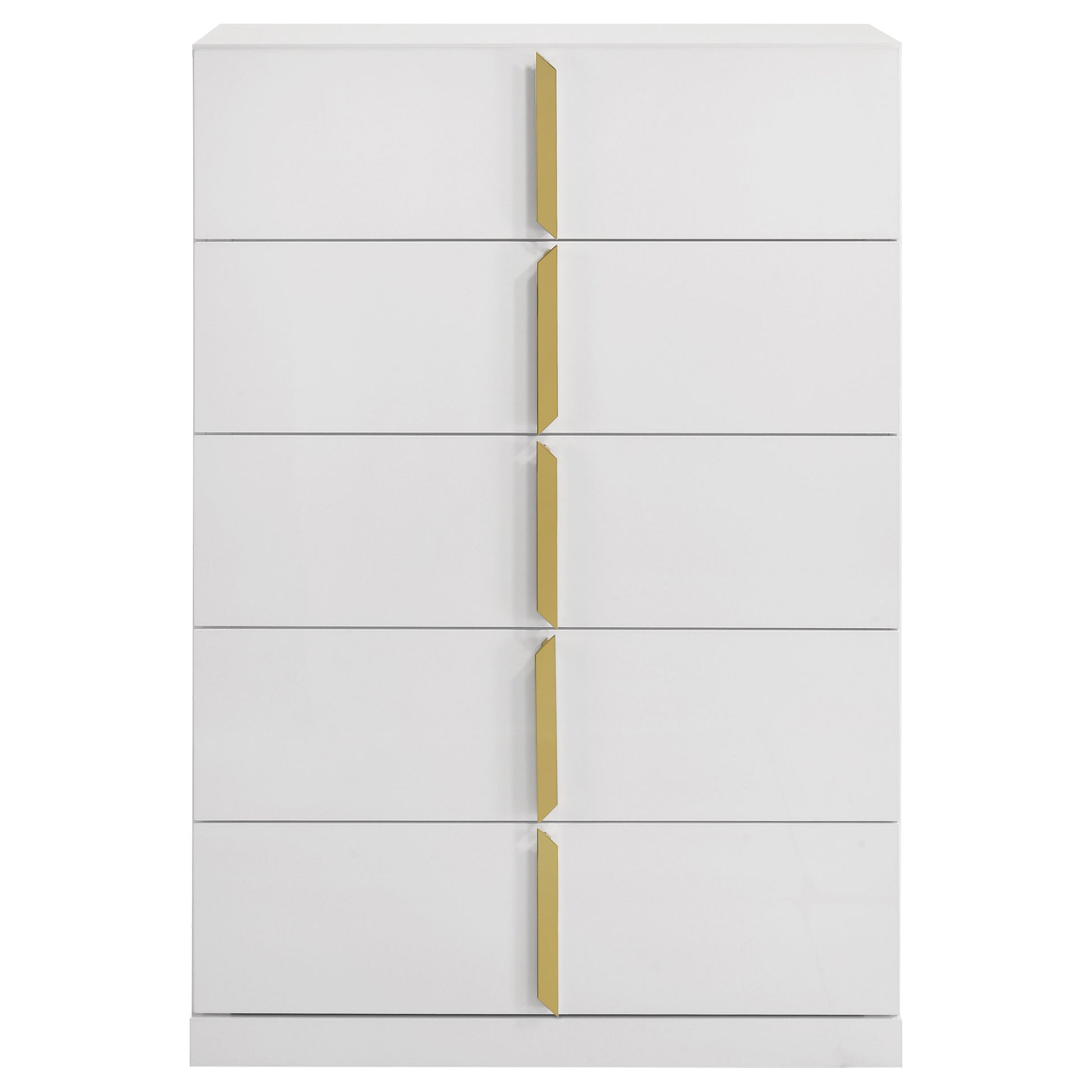 Ines 5-drawer Bedroom Chest of Drawers White High Gloss - Discount Furniture Connection