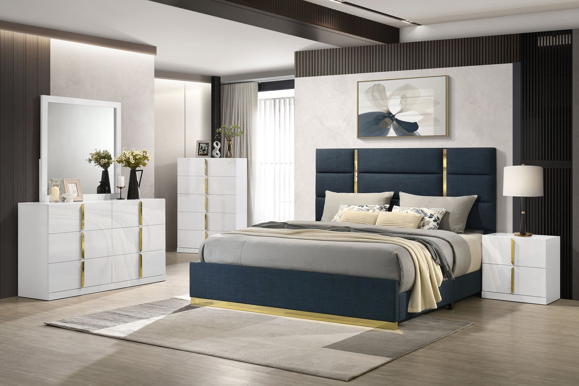 Ines 5-drawer Bedroom Chest of Drawers White High Gloss - Discount Furniture Connection