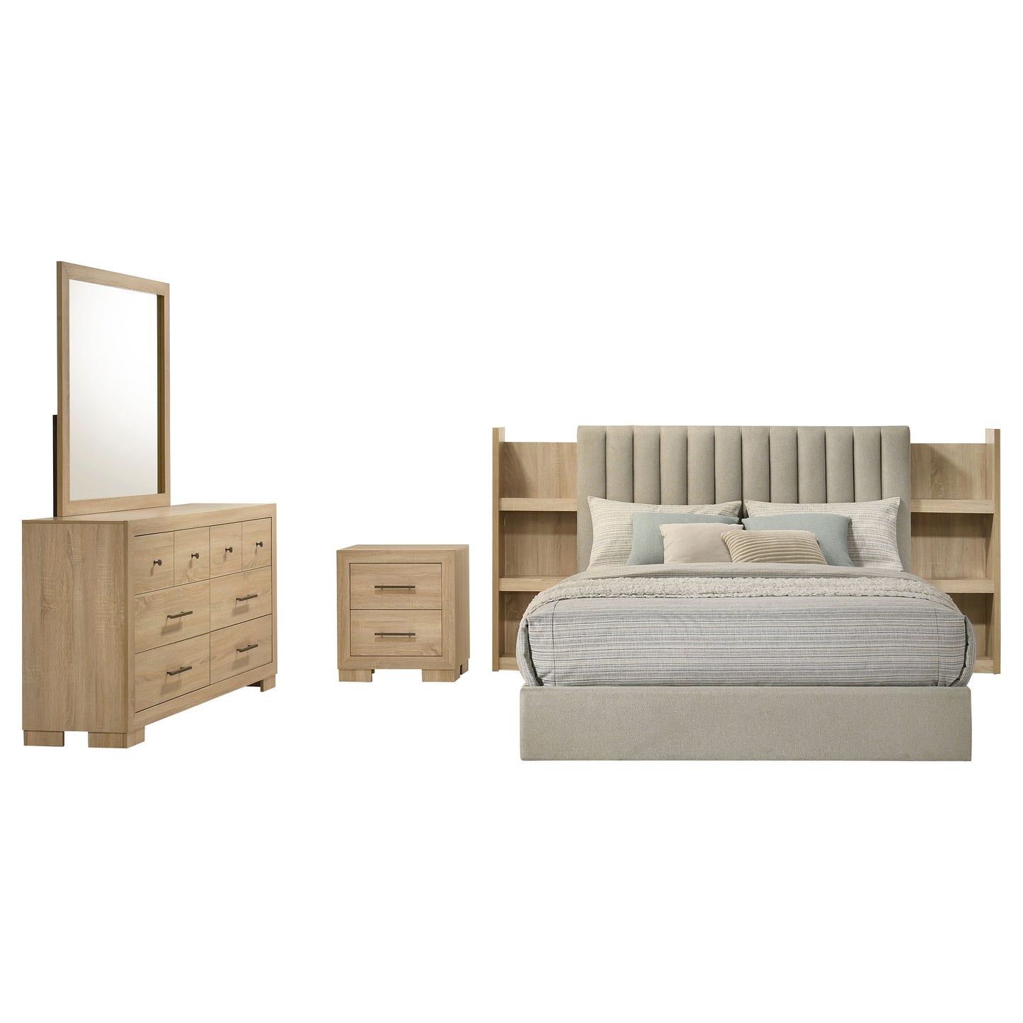 Arielle 4-piece Eastern King Bedroom Set Light Oak - Discount Furniture Connection