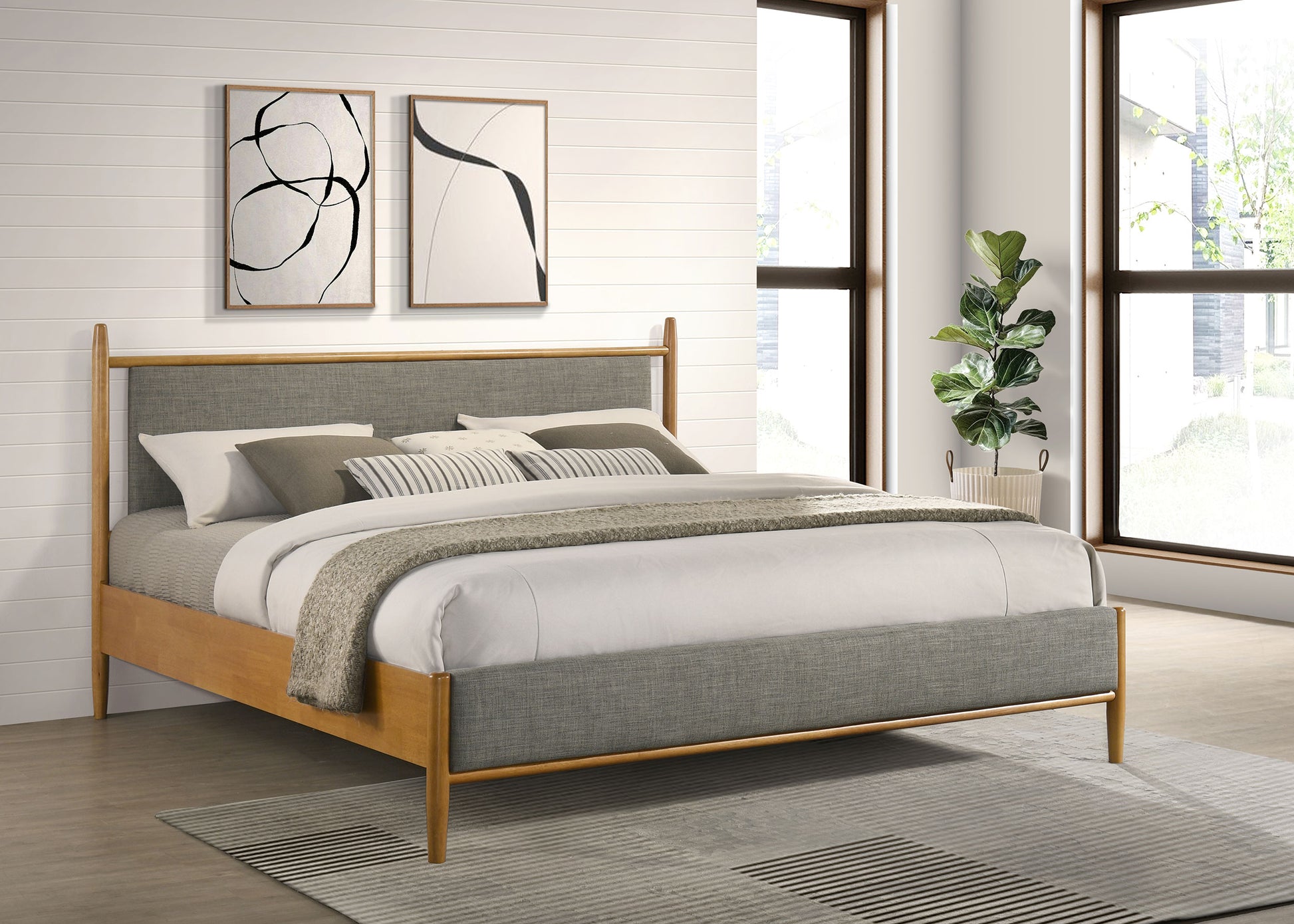 Mason 46-inch Eastern King Panel Platform Bed Light Brown - Discount Furniture Connection