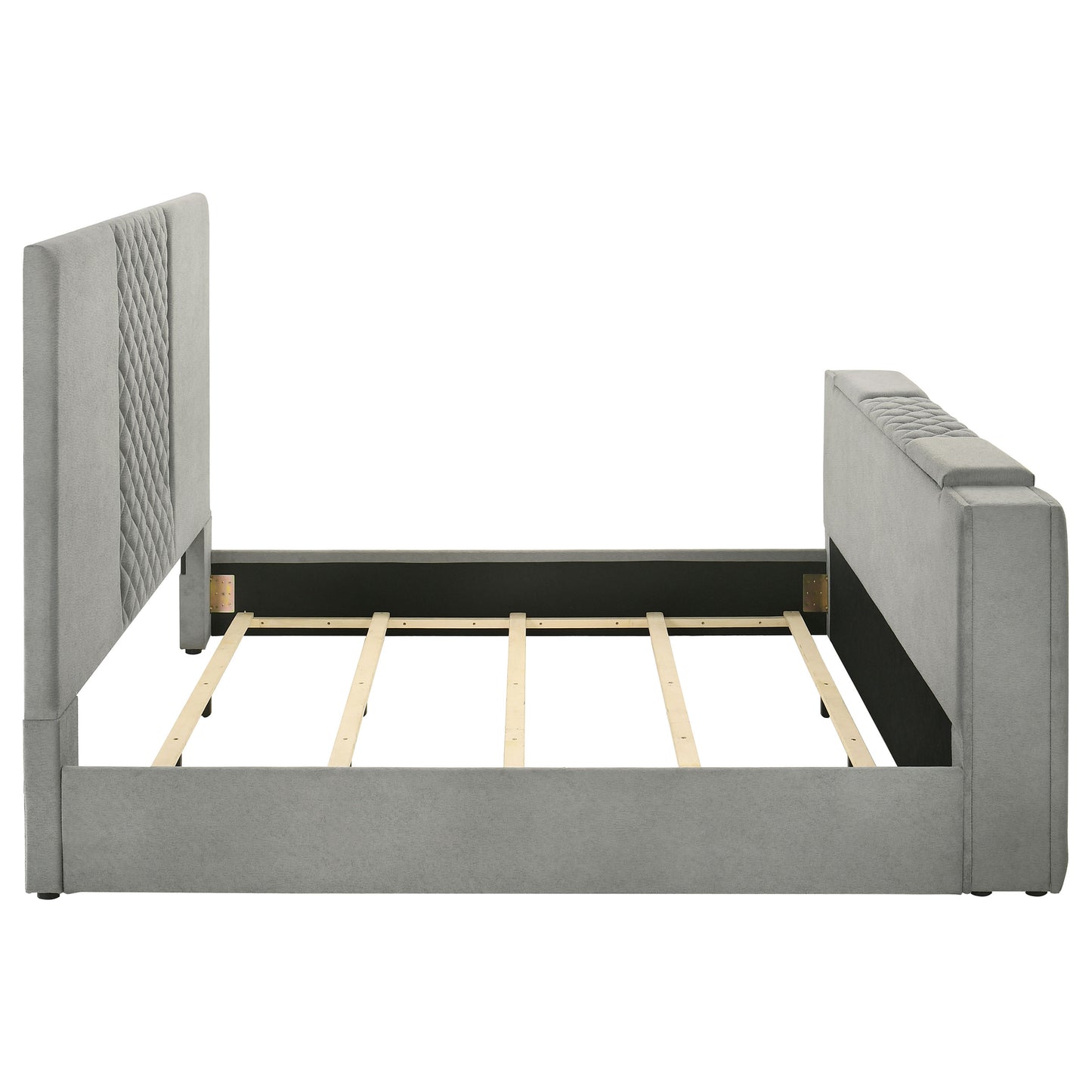 Tara 61-inch Upholstered Eastern King Panel TV Bed Grey