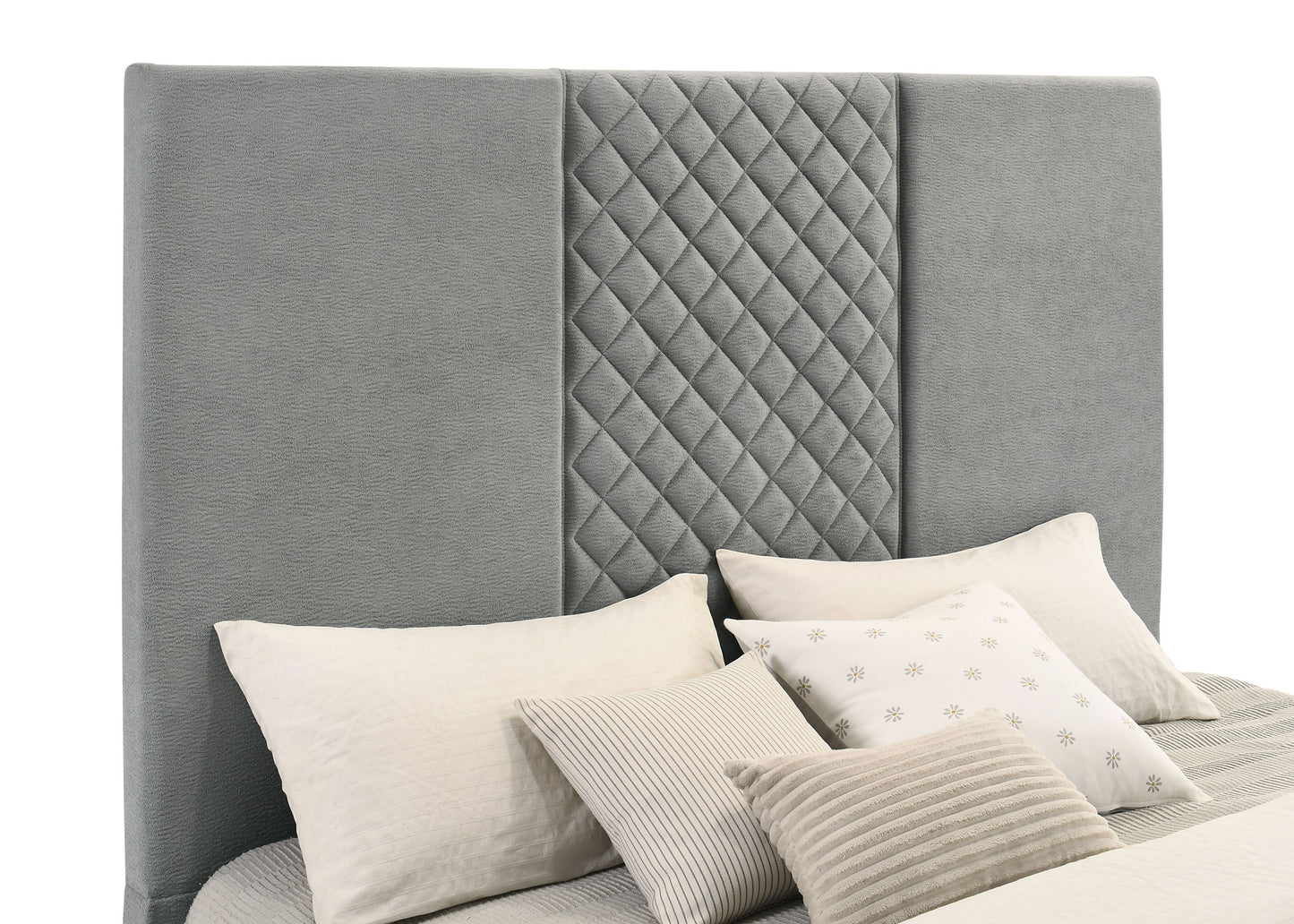 Tara 61-inch Upholstered Queen Panel TV Bed Grey