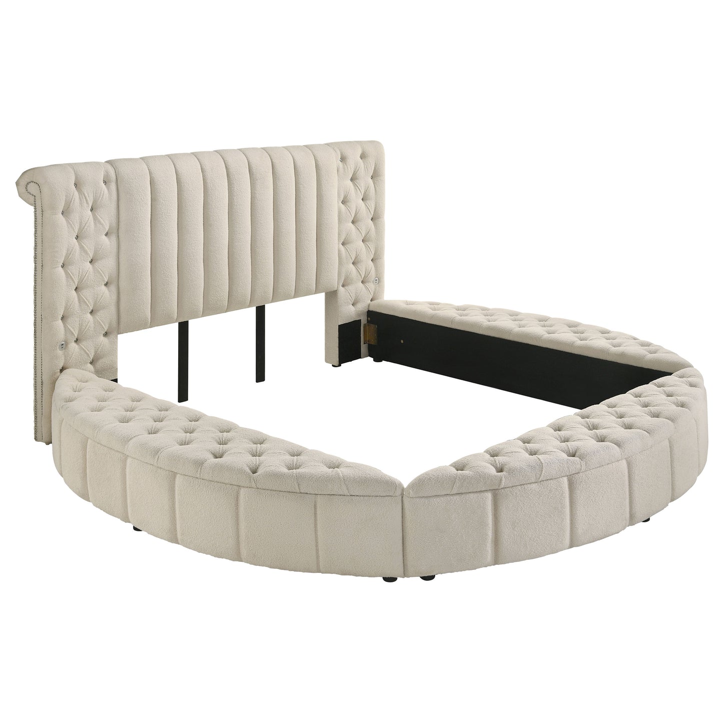 Sonya 4-piece Upholstered Eastern King Bedroom Set Ivory - Discount Furniture Connection