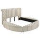 Sonya 4-piece Upholstered Eastern King Bedroom Set Ivory - Discount Furniture Connection