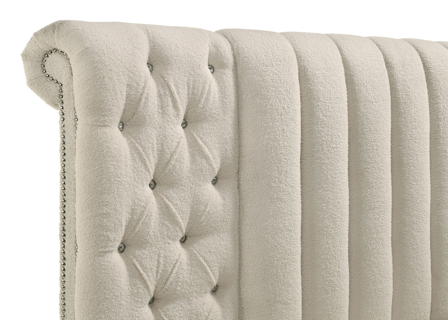 Sonya 4-piece Upholstered Eastern King Bedroom Set Ivory - Discount Furniture Connection