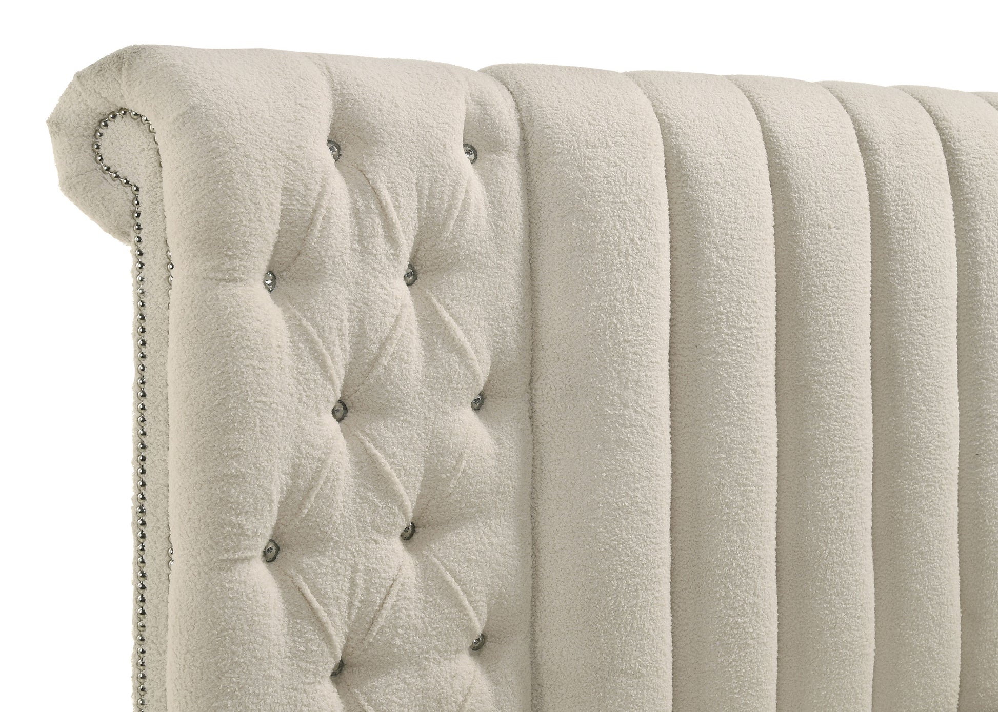 Sonya 4-piece Upholstered Eastern King Bedroom Set Ivory - Discount Furniture Connection