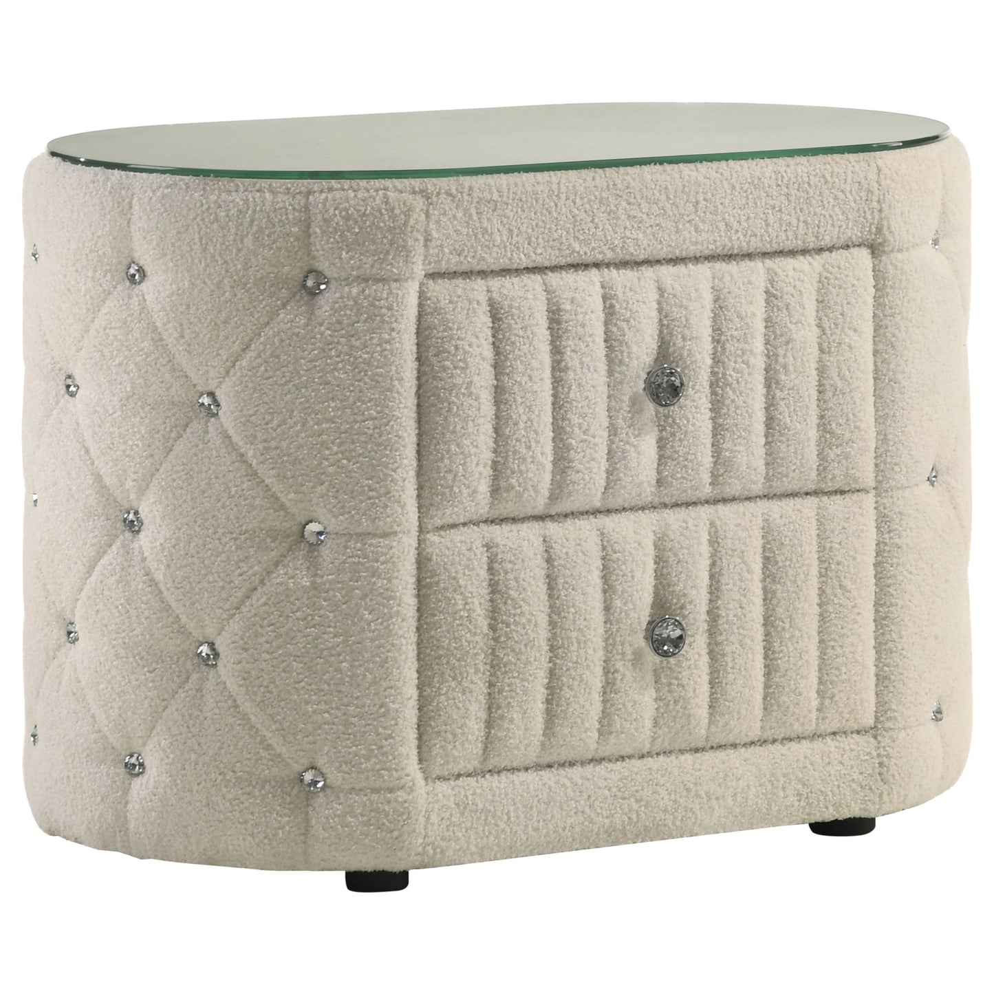 Sonya 4-piece Upholstered Eastern King Bedroom Set Ivory - Discount Furniture Connection