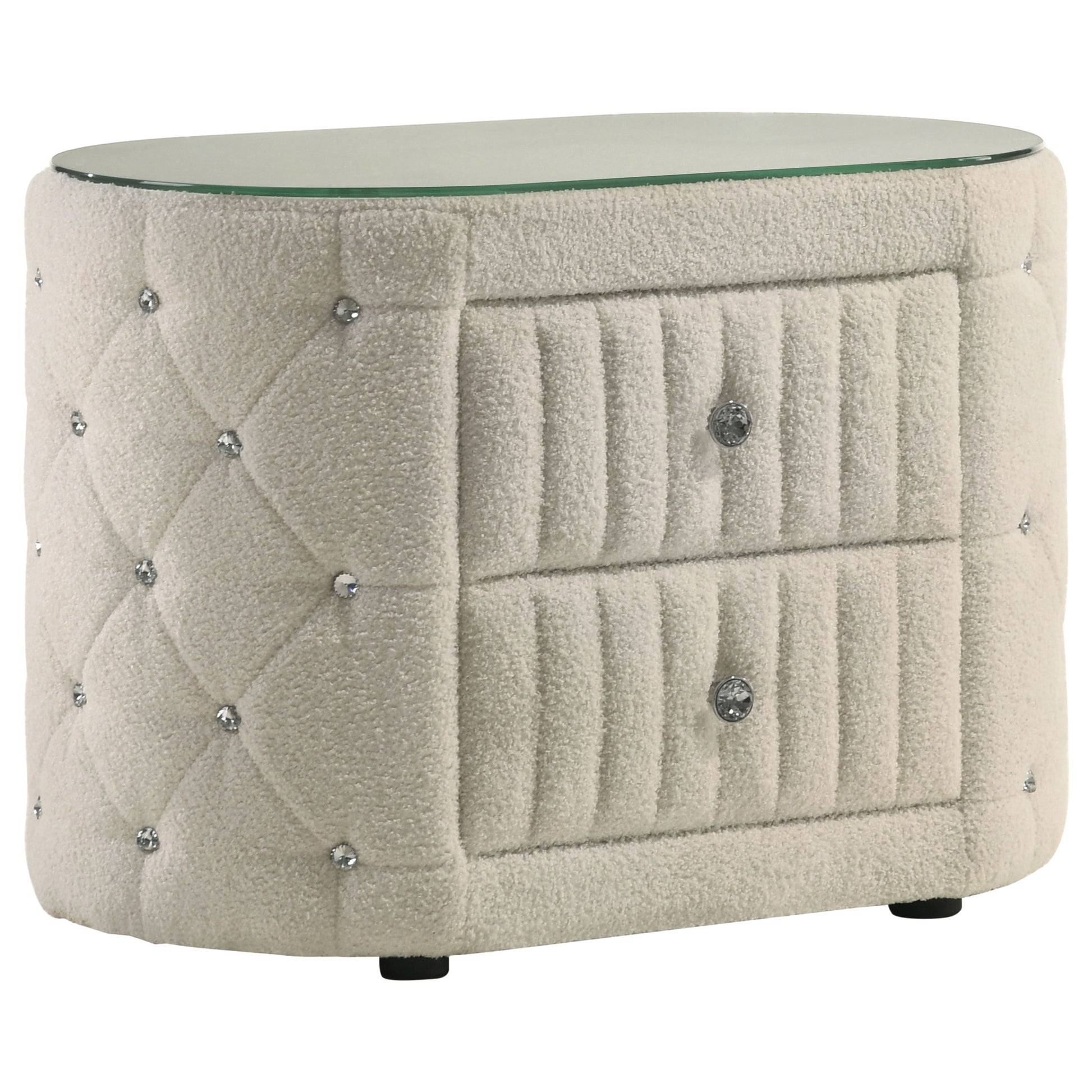 Sonya 4-piece Upholstered Eastern King Bedroom Set Ivory - Discount Furniture Connection