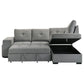 Roanne Fabric Upholstered Sleeper Sectional Sofa Grey