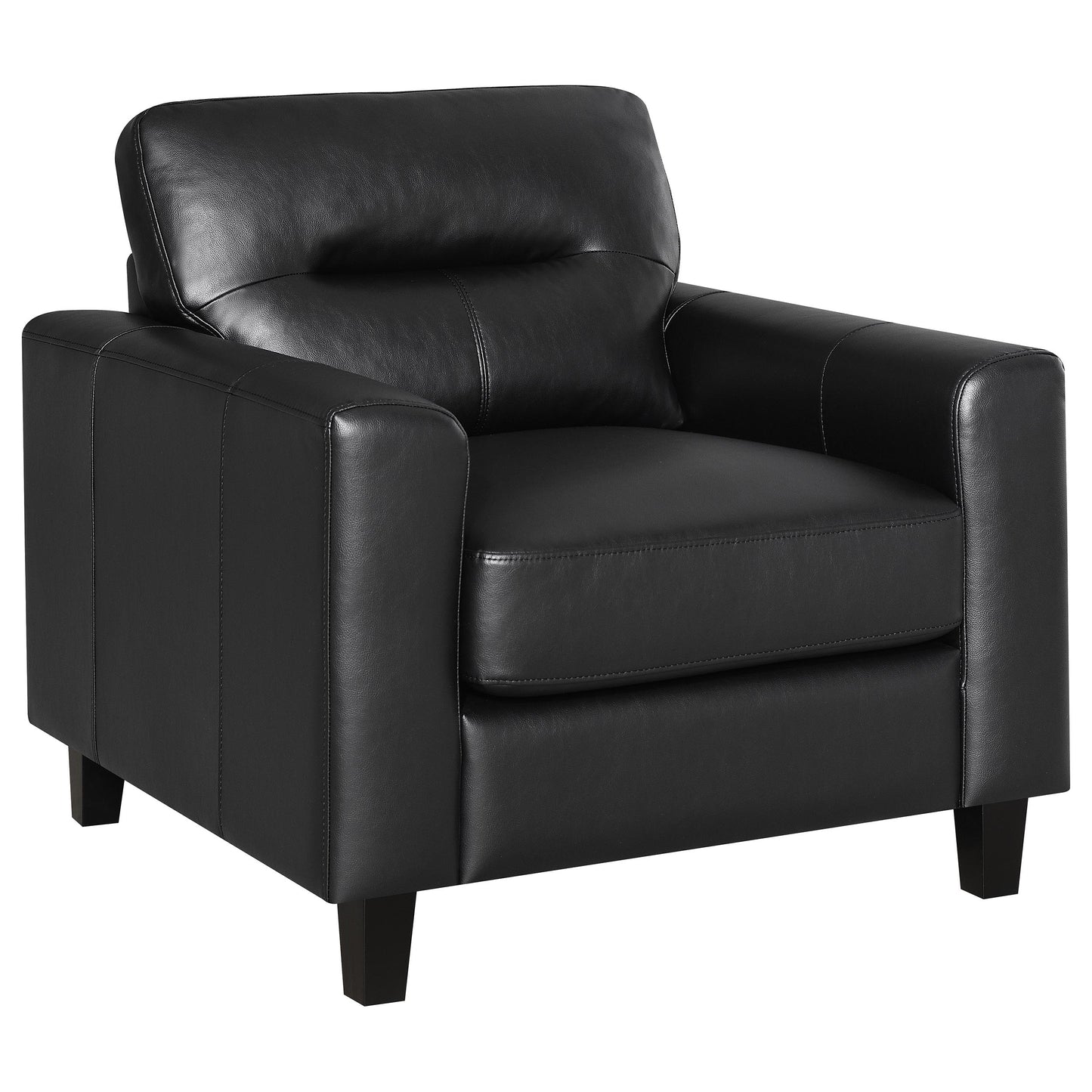 Scotland Faux Leather Upholstered Track Arm Chair Black