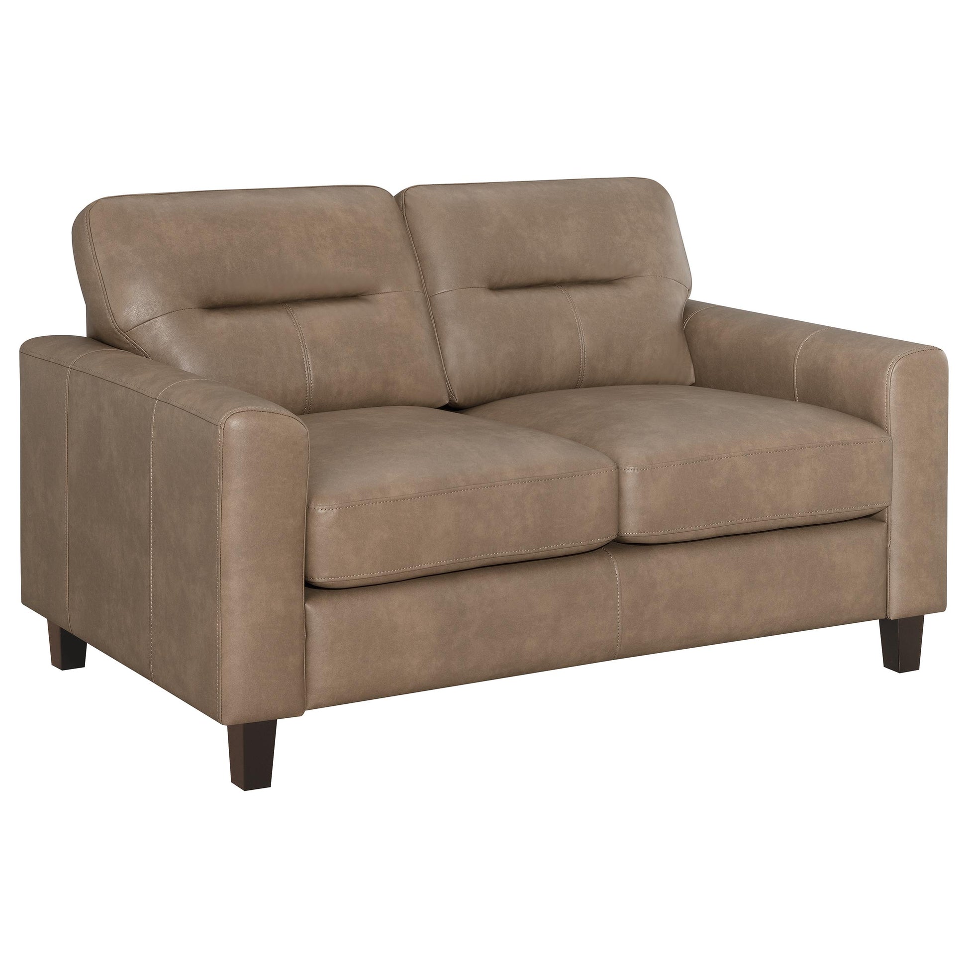 Scotland Faux Leather Upholstered Track Arm Loveseat Brown - Discount Furniture Connection