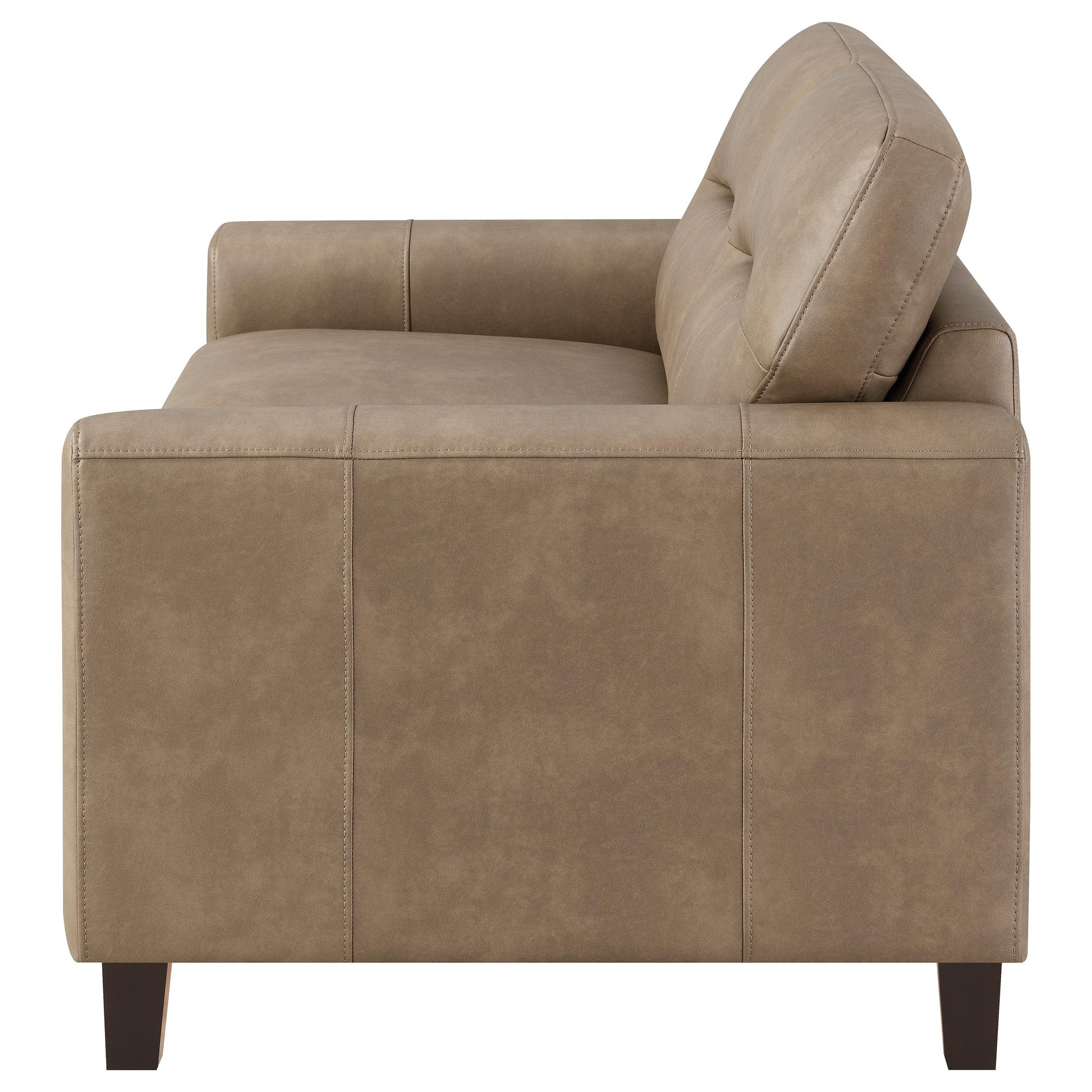 Scotland Faux Leather Upholstered Track Arm Loveseat Brown - Discount Furniture Connection