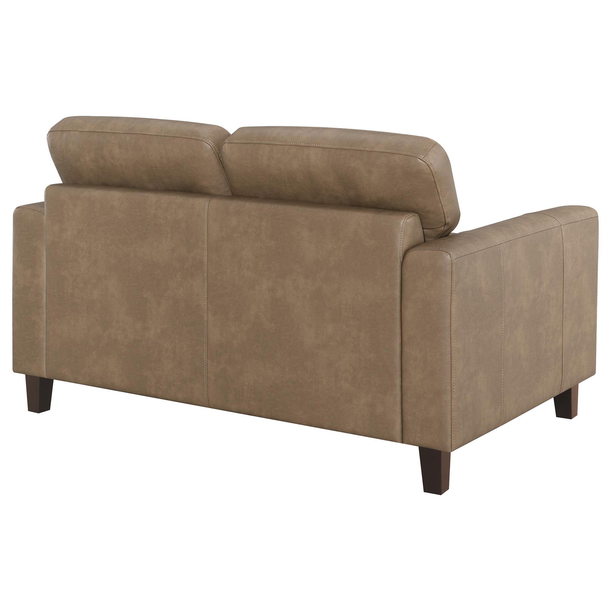 Scotland Faux Leather Upholstered Track Arm Loveseat Brown - Discount Furniture Connection