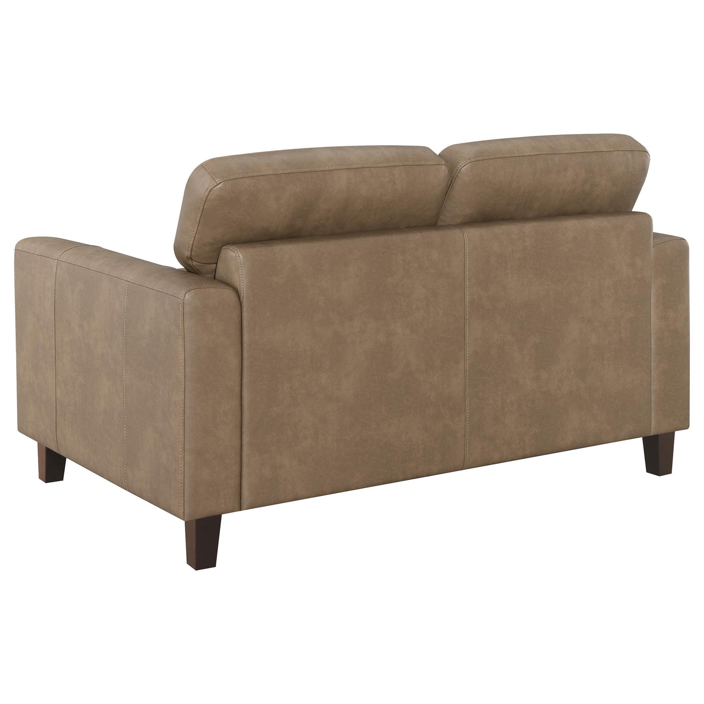 Scotland Faux Leather Upholstered Track Arm Loveseat Brown - Discount Furniture Connection