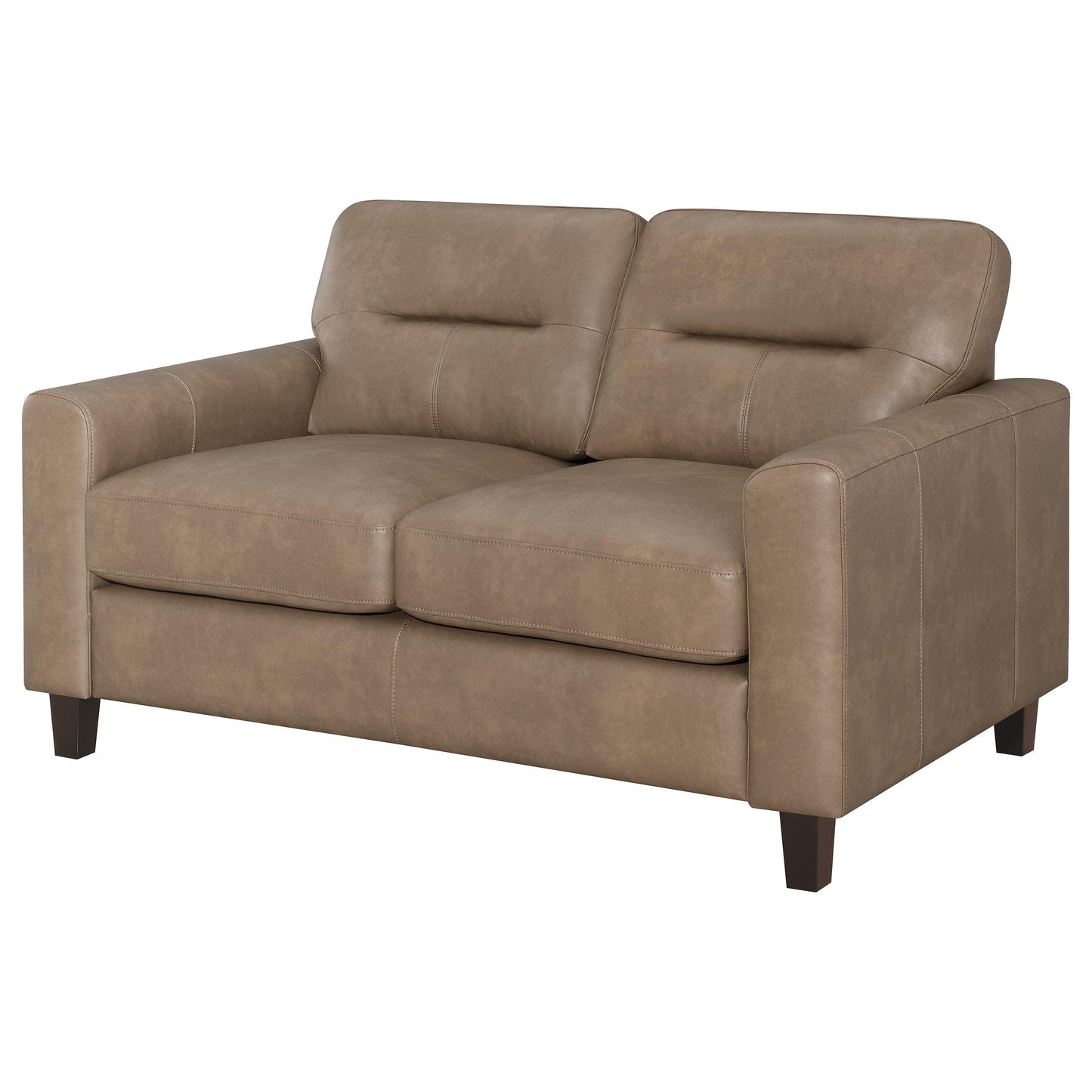 Scotland Faux Leather Upholstered Track Arm Loveseat Brown - Discount Furniture Connection