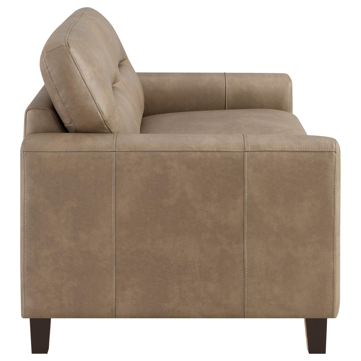 Scotland Faux Leather Upholstered Track Arm Loveseat Brown - Discount Furniture Connection