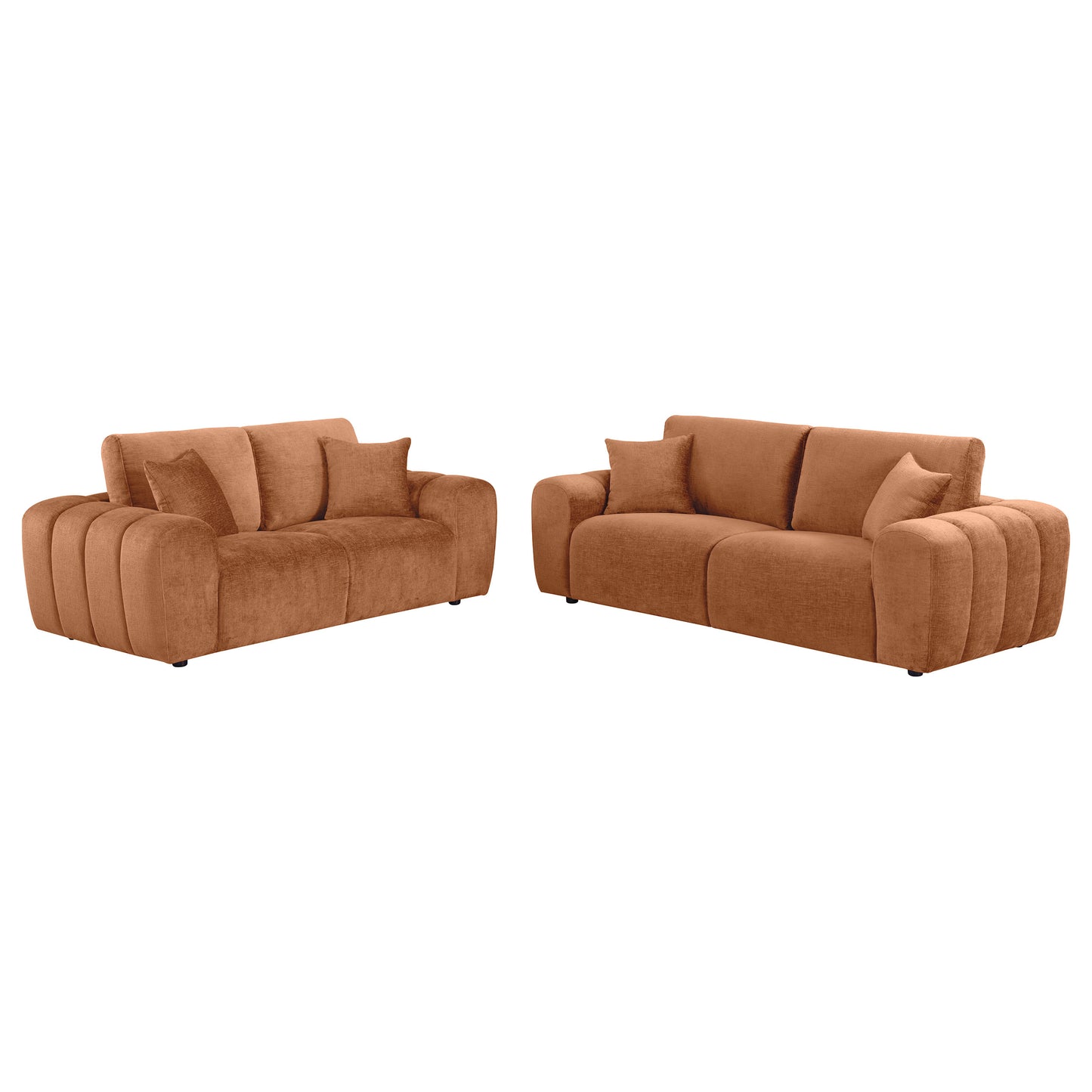 Burnett 2-piece Chenille Upholstered Sofa Set Burnt Orange - Discount Furniture Connection