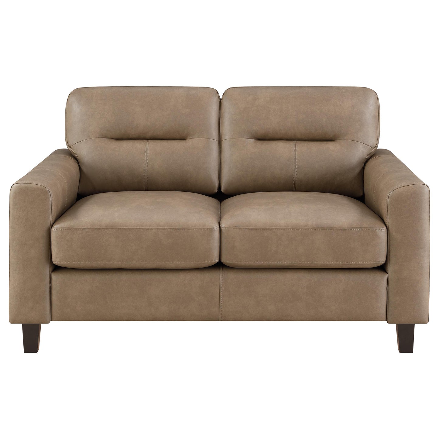 Scotland Faux Leather Upholstered Track Arm Loveseat Brown - Discount Furniture Connection