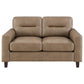 Scotland Faux Leather Upholstered Track Arm Loveseat Brown - Discount Furniture Connection