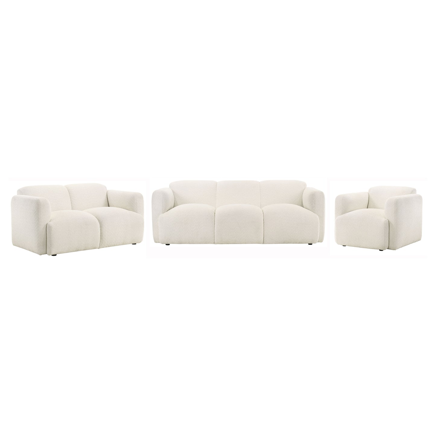 Dorset 3-piece Upholstered Round Track Arm Sofa Set White - Discount Furniture Connection